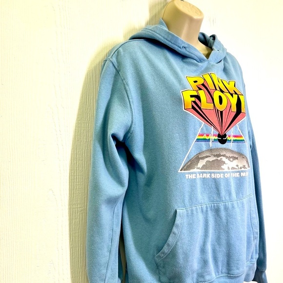 Pink Floyd - The Dark Side Of The Moon Graphic Baby Blue Hoodie Size Large - Picture 4 of 11